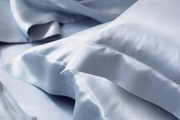 blue silk used for bedding